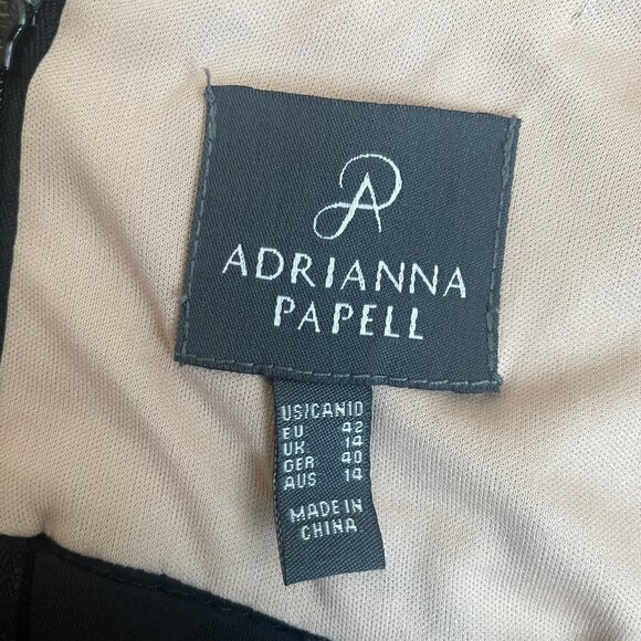 Adrianna Papell Black Tiered Sheath Dress with Lace - Size 10 - Picture 5 of 5